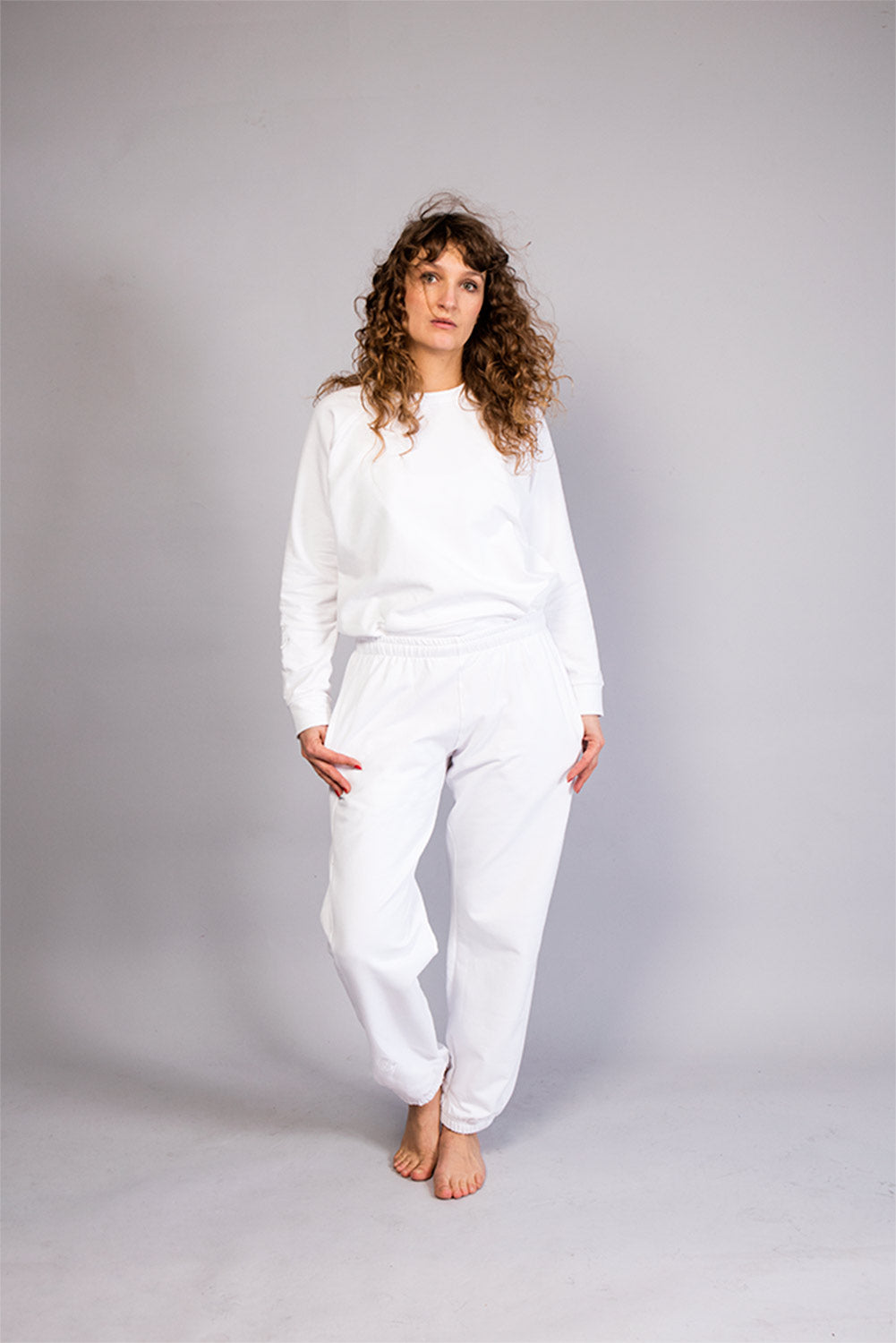 White fleece pants
