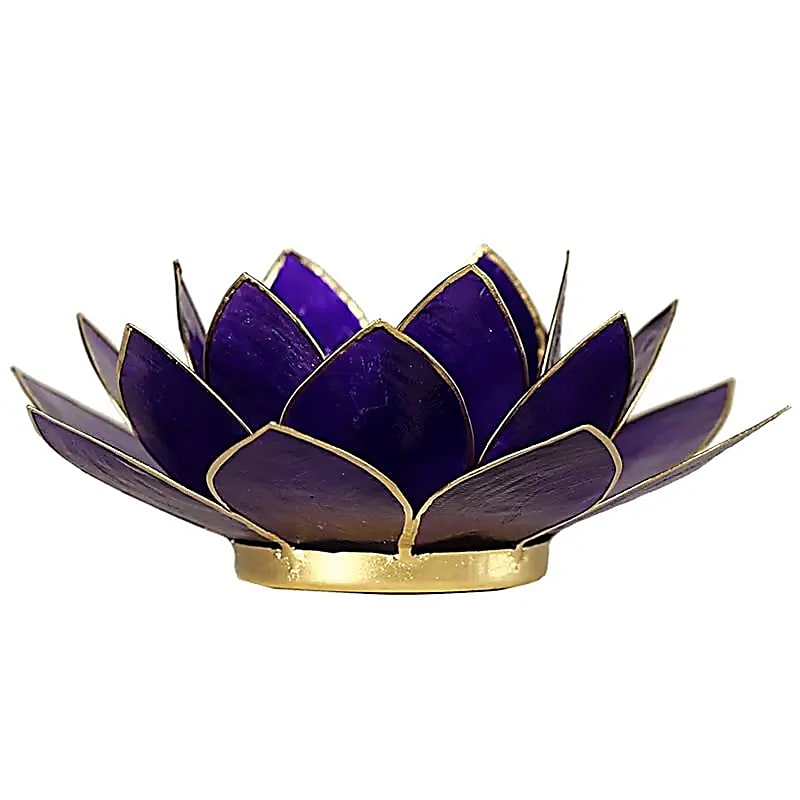 Porte bougie Lotus 7° Chakra violet & or