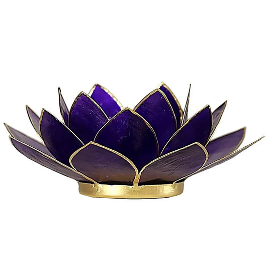 Lotus 7° Chakra Kerzenhalter lila & gold