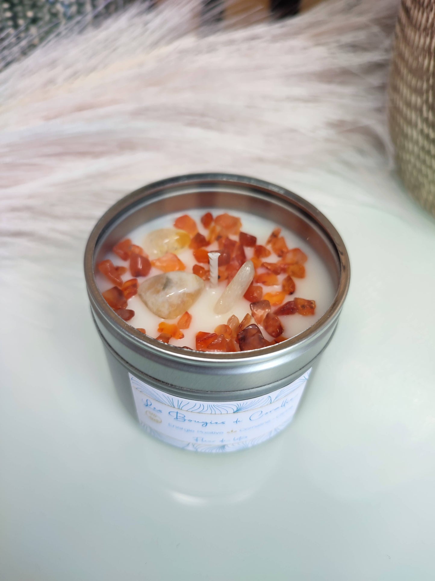 Bougie parfumée Energie positive avec pierres naturelles
