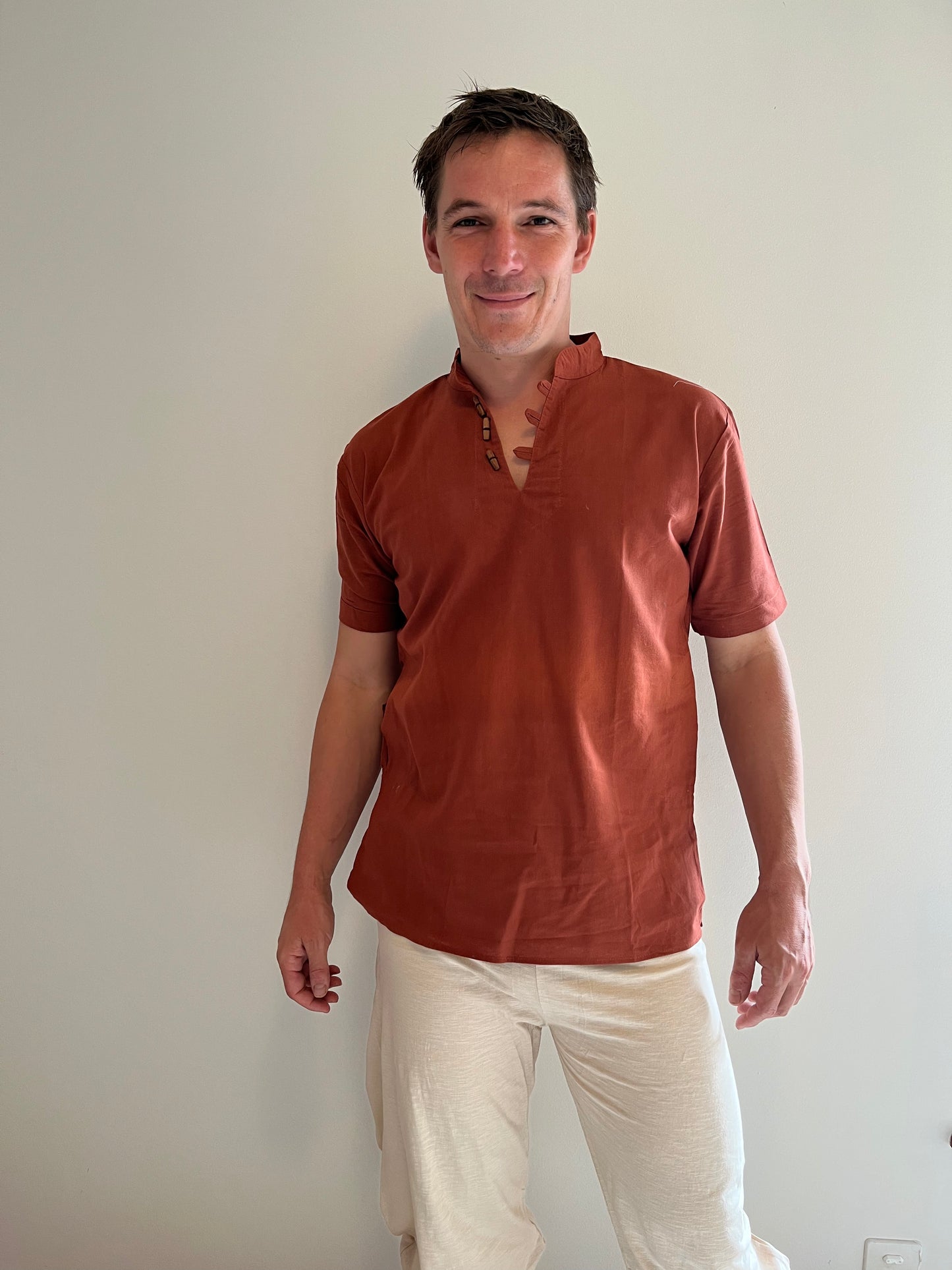 Chemise pour homme avec manches courtes - rouille