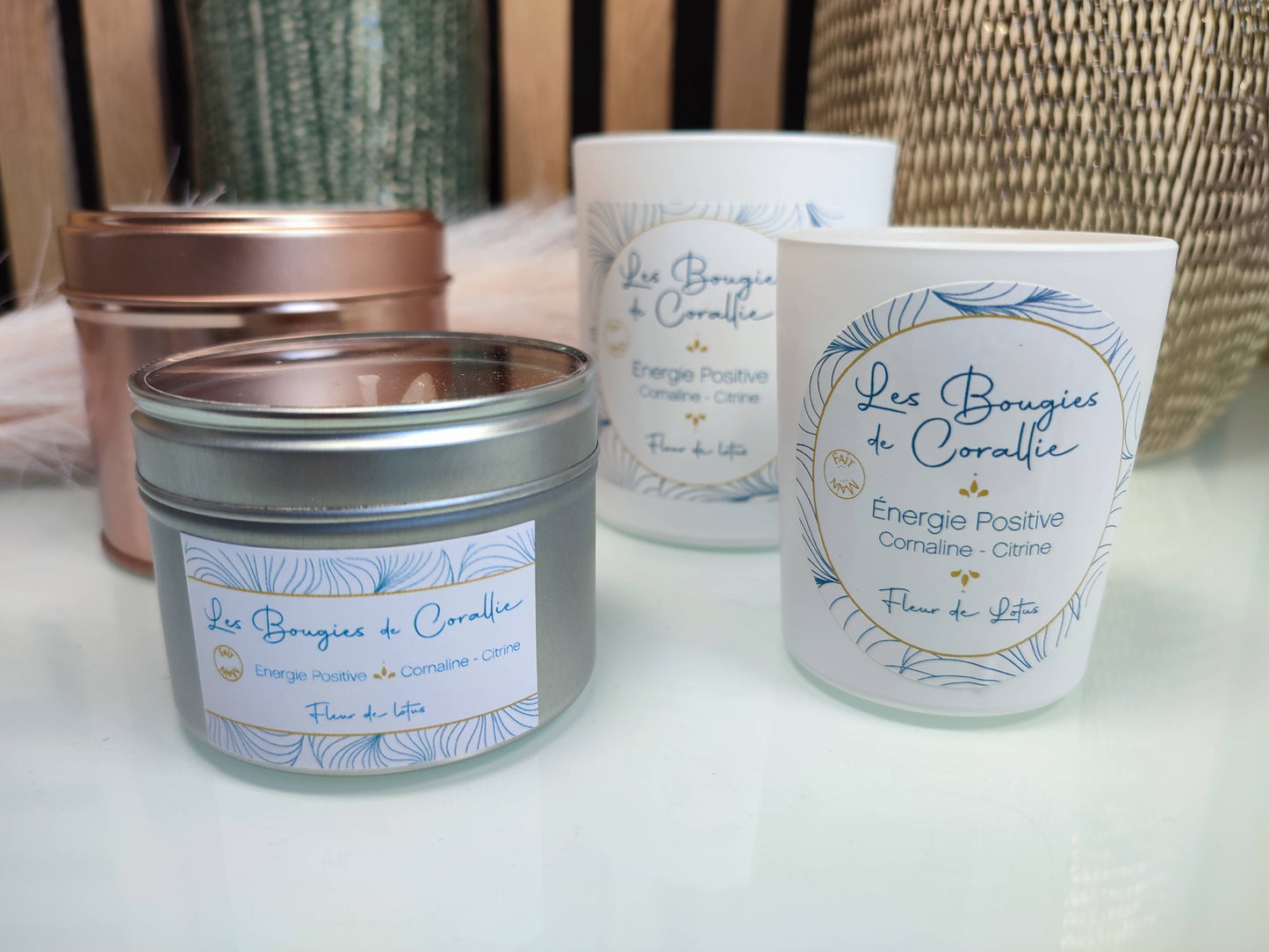 Bougie parfumée Energie positive avec pierres naturelles