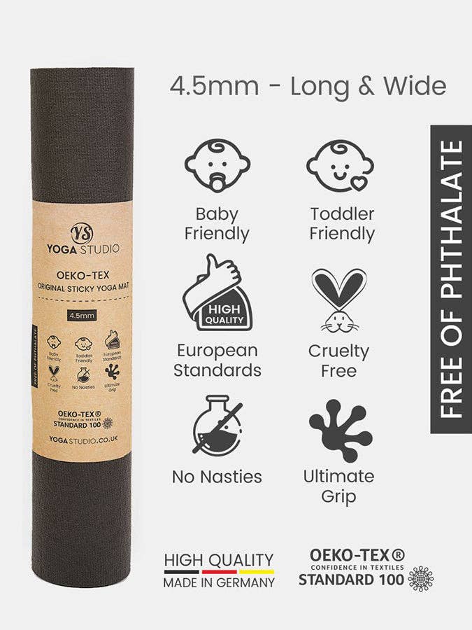 Tapis de yoga Oeko-Tex long 2m et large 80cm et 4,5 mm Bleu
