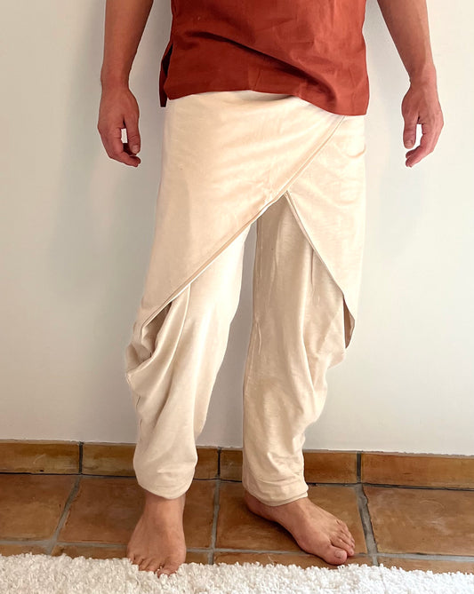 Jersey Crossover Trousers - beige