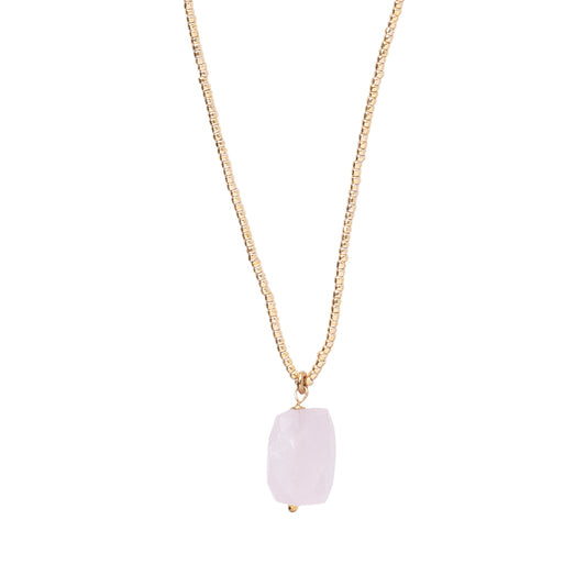 Collier Calm pierre de quartz rose et perles dorées