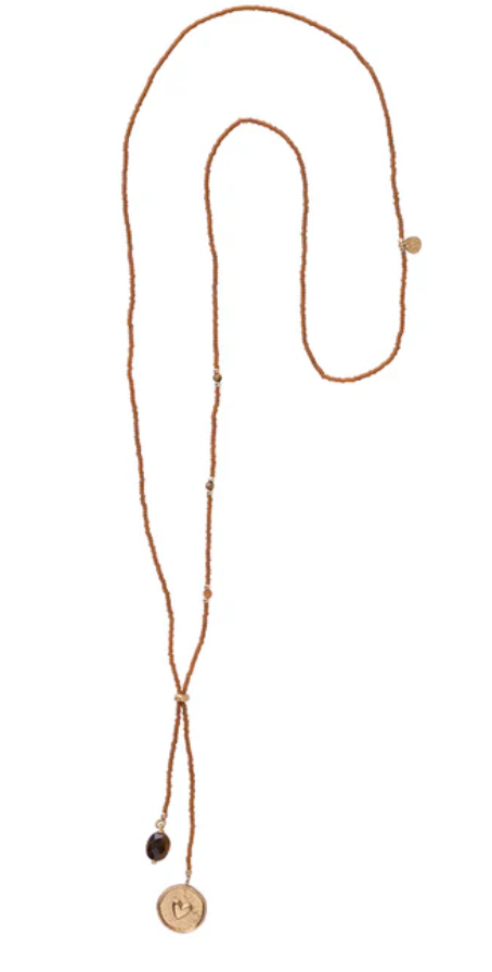 Collier Purpose doré avec pierre d'oeil de tigre