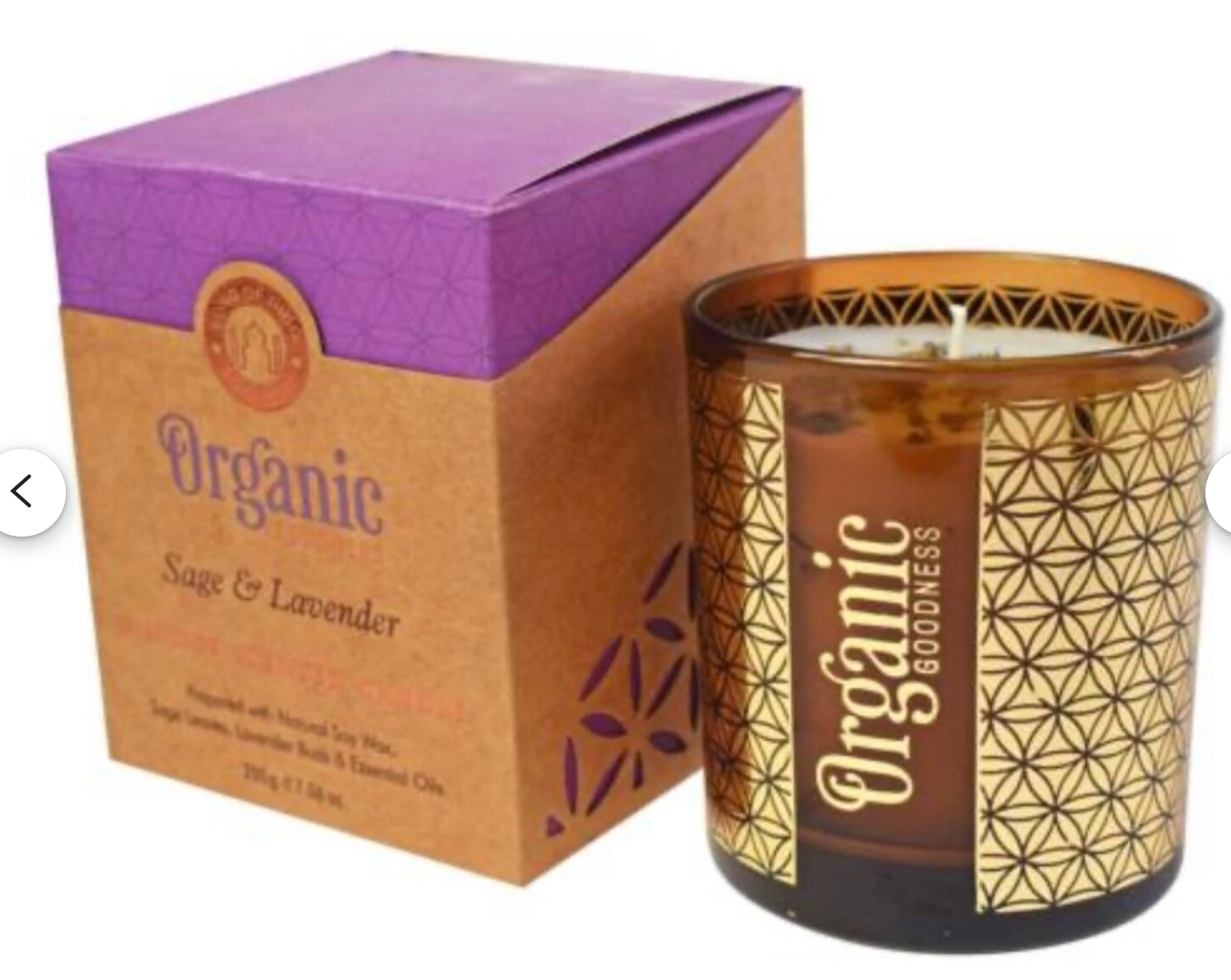 Bougie Parfum Naturel Organic - Verre avec motif fleur de vie