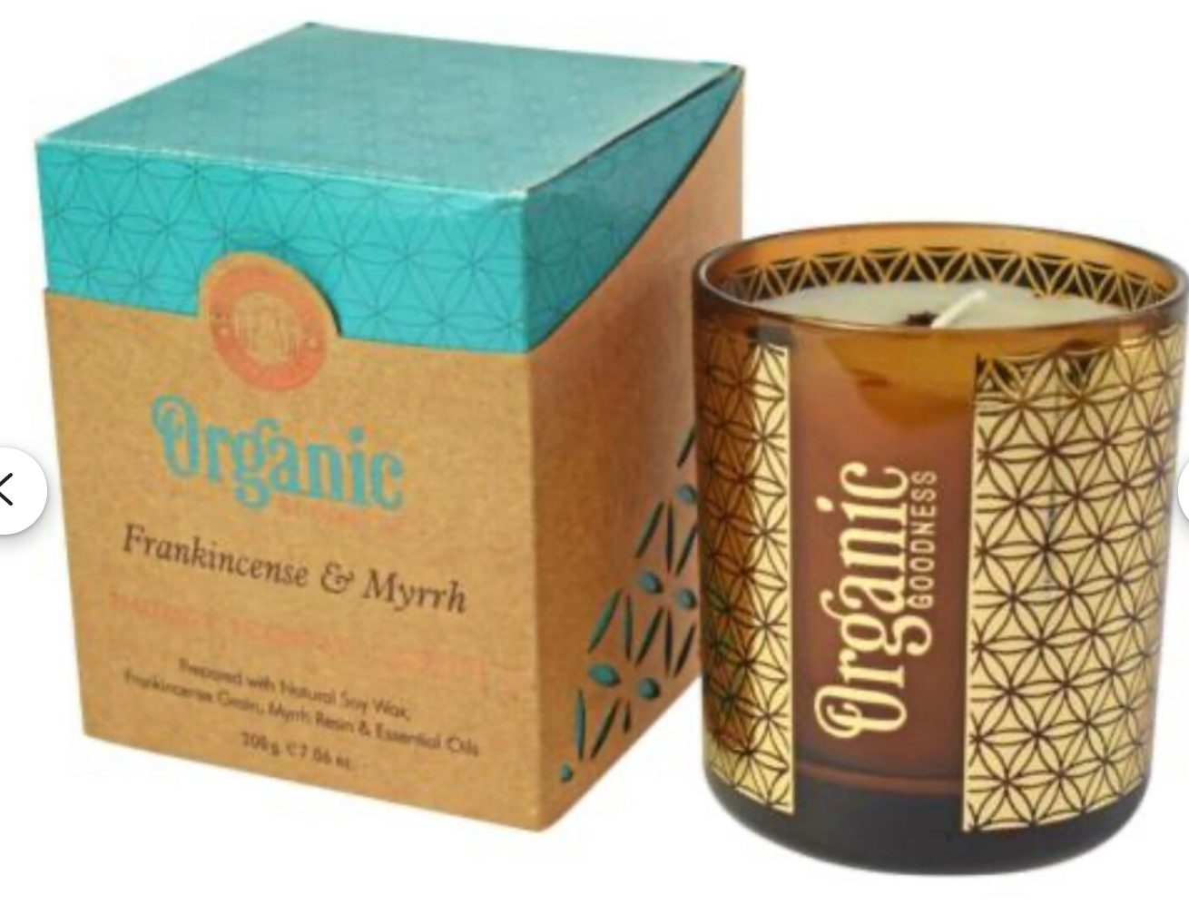 Bougie Parfum Naturel Organic - Verre avec motif fleur de vie