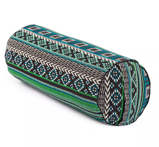 Bolster ETHNO rond - Jacquard - Bleu & vert