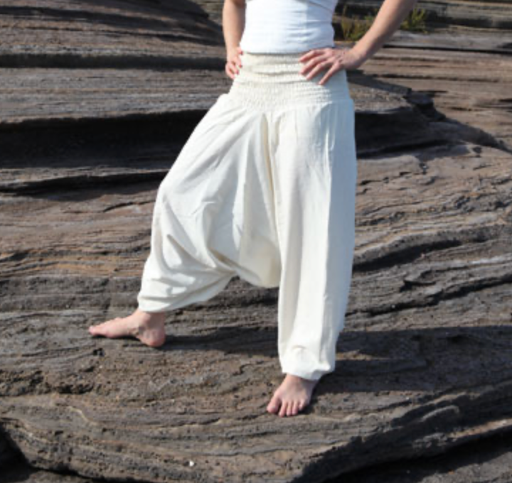 Harem pants with button - ecru