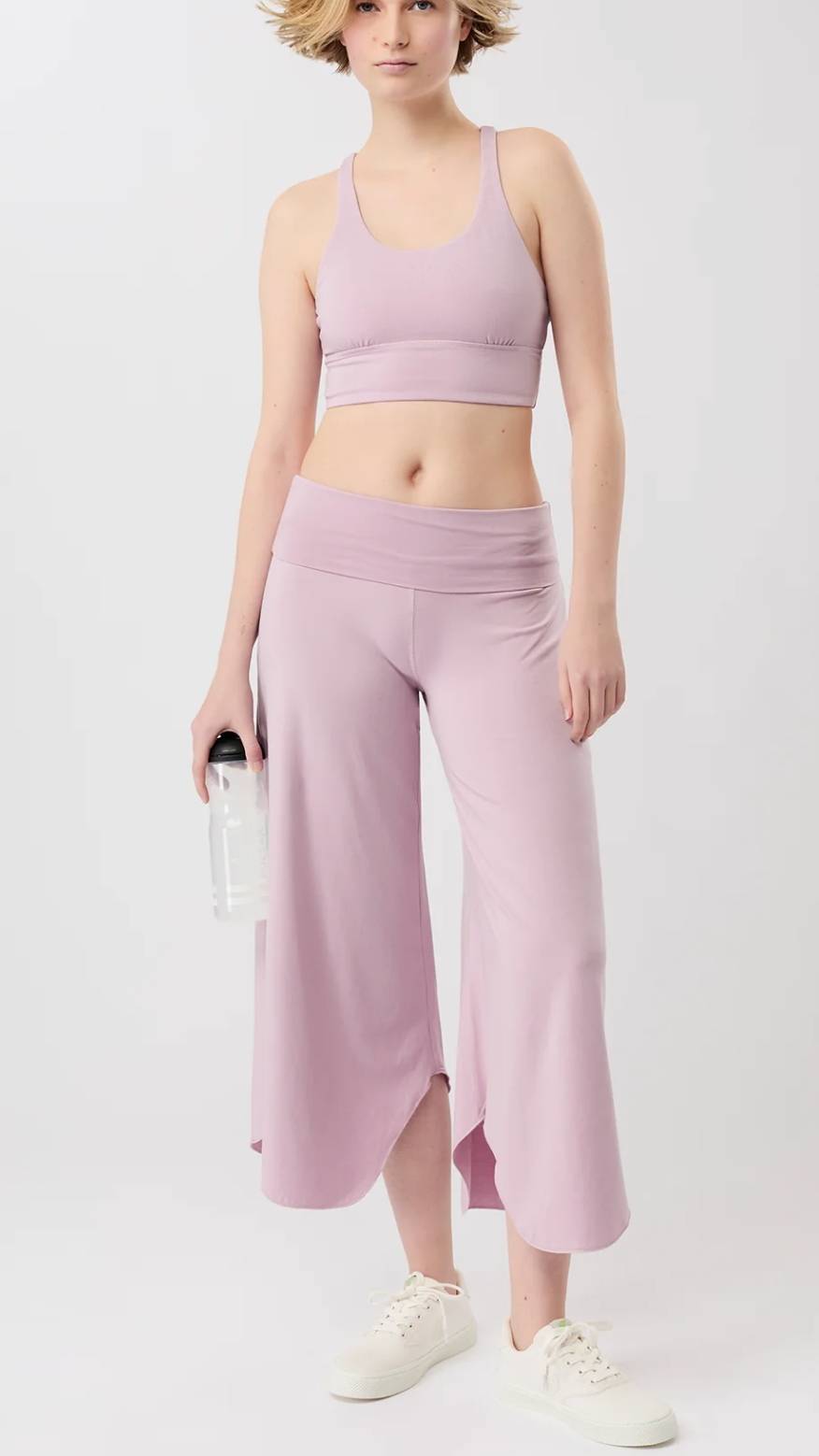 Roll-Over-Tulpenhose in natürlichem Tencel-Dschungelgrün – Mandala