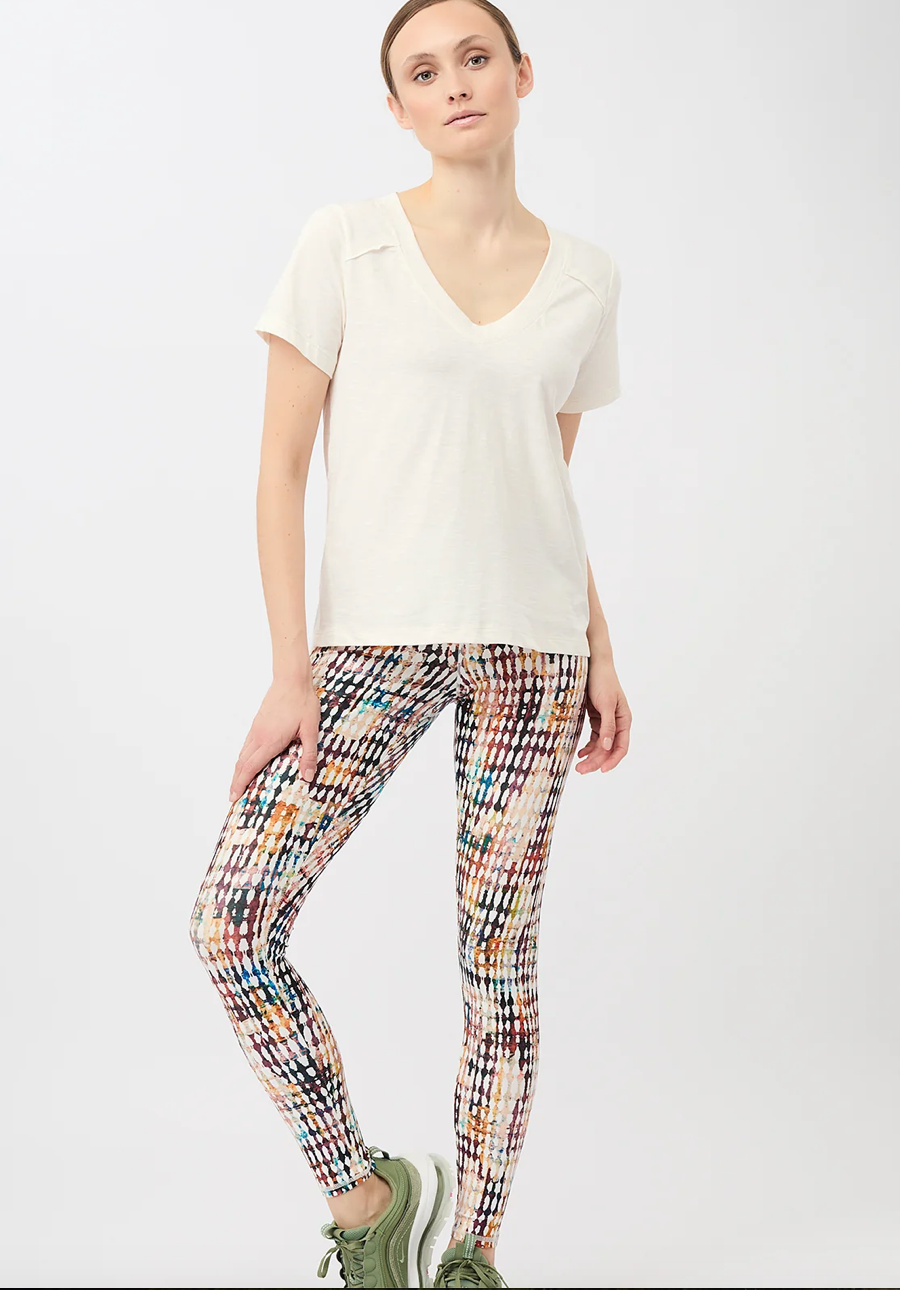 V Neck T-Shirt - White - Mandala
