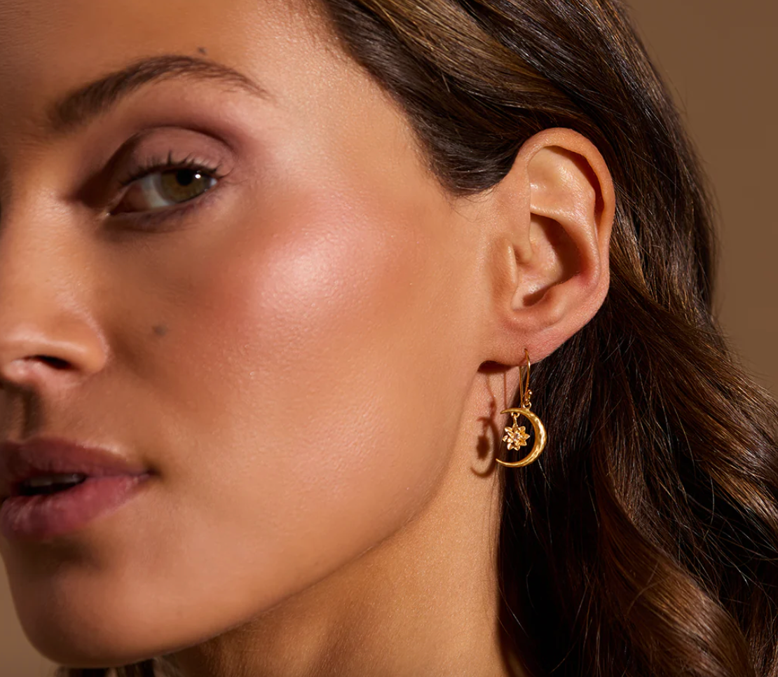 Satya Gold Fancy Vedic Wide Point Earrings