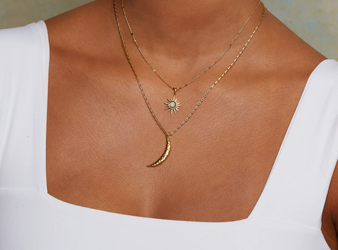 Collier "Half Moon" plaqué or 18k