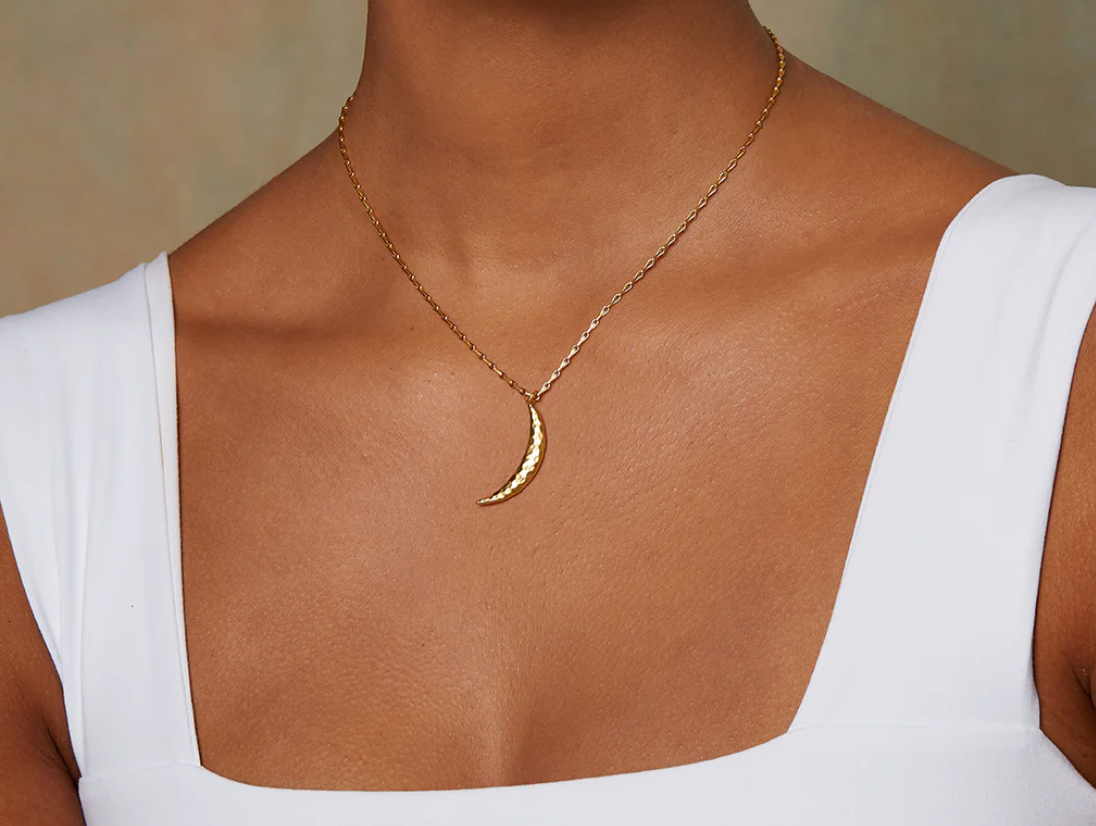 Collier "Half Moon" plaqué or 18k