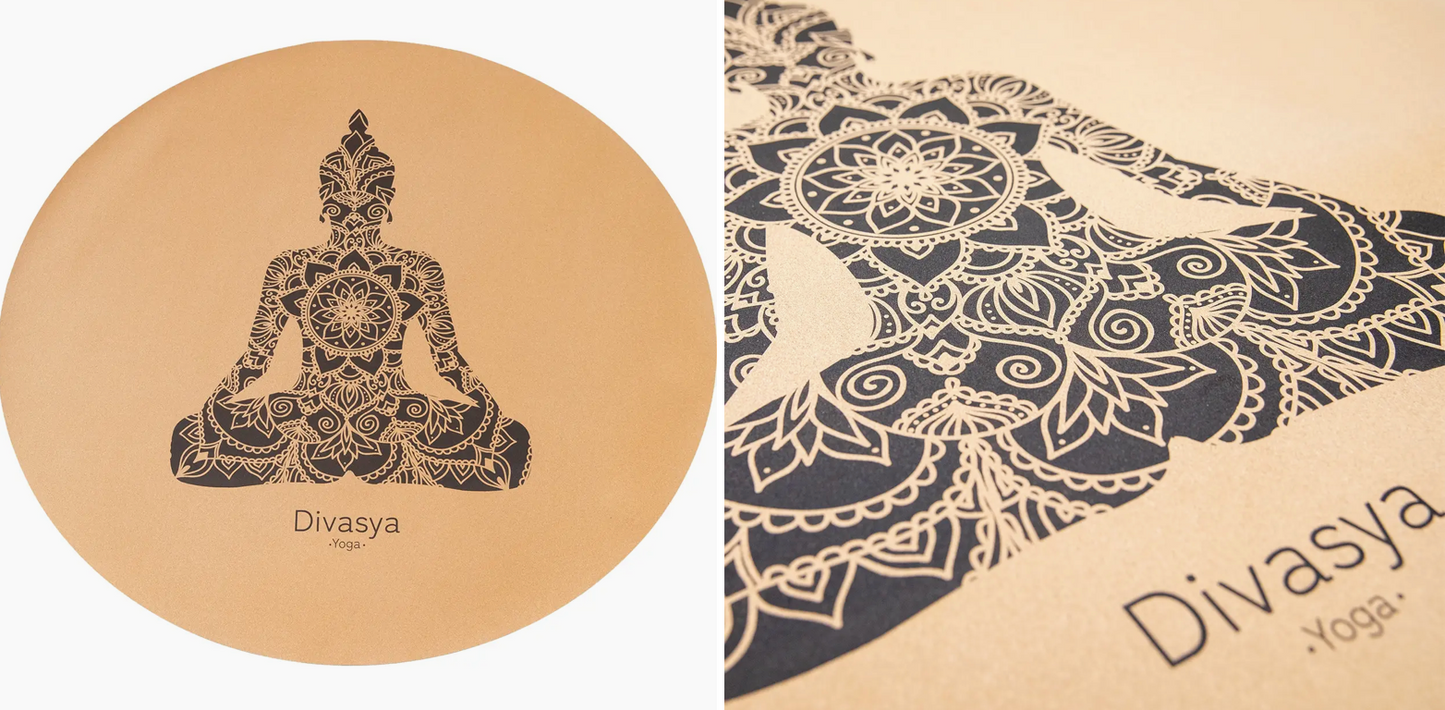 Tapis de méditation & Yoga - liège & caoutchouc - Bouddha
