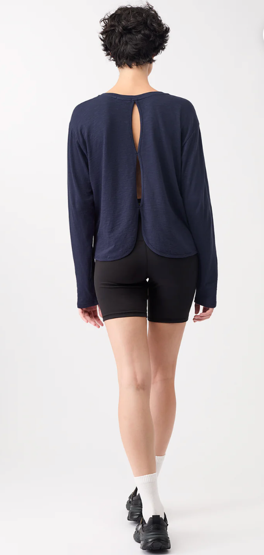 Open Back Long Sleeve Shirt - Nightblue Sky
