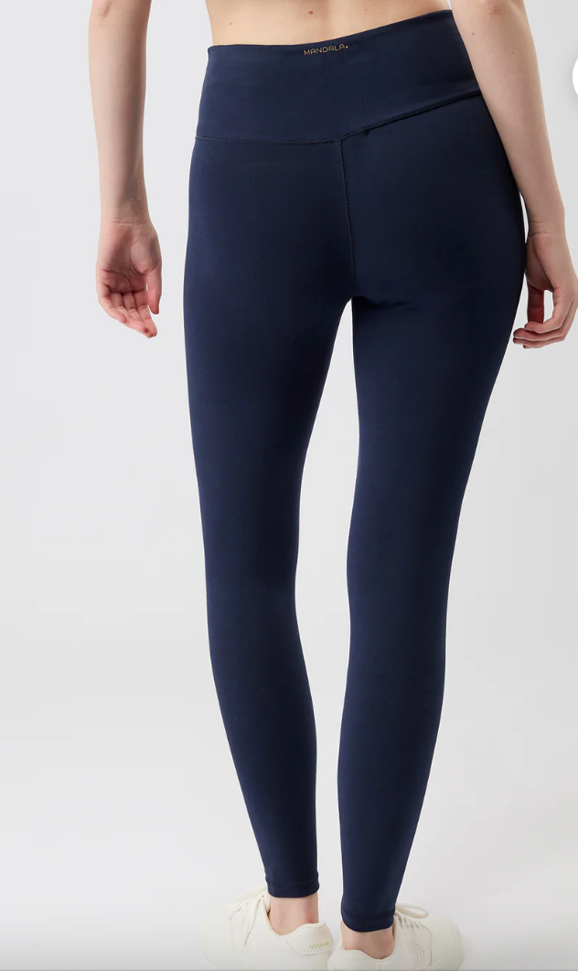 Bedruckte Mandala-Leggings mit hoher Taille und tropischem Blumendruck in Beige-Schwarz-Blau