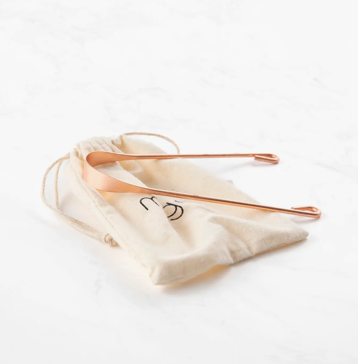 Gratte-langue en cuivre avec pochette