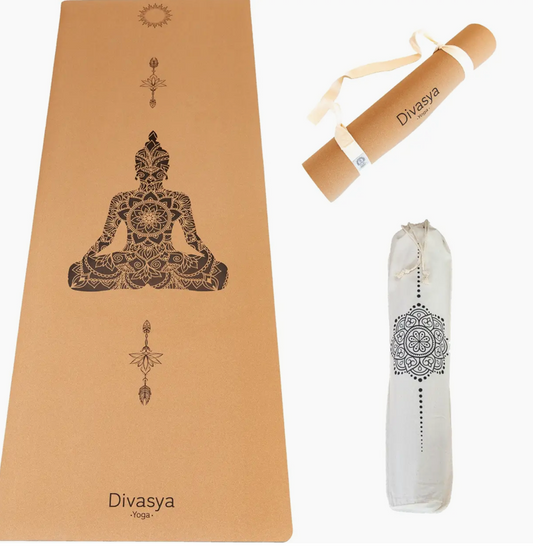 "Neutral" cork and rubber yoga mat