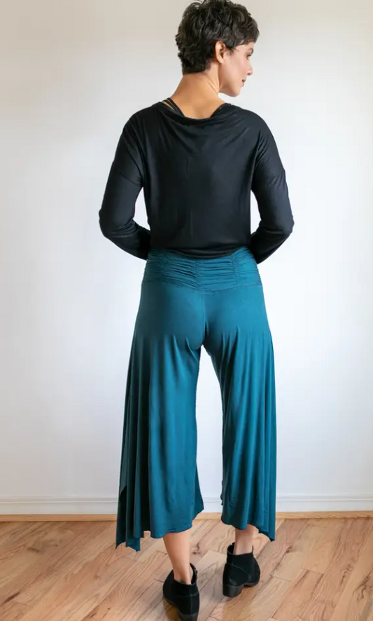 Pantalon Gaucho à large bande - bleu sarcelle