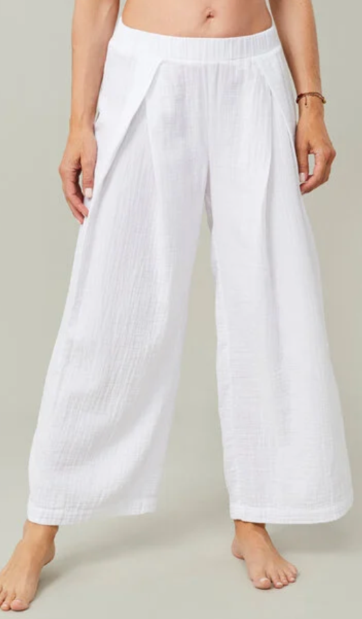 Nomad pants in vanilla-pastel yellow muslin cotton