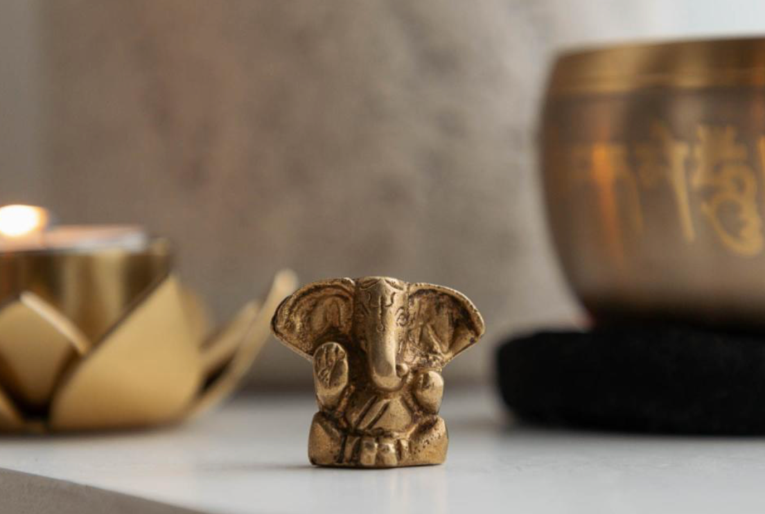 Brass Ganesh statuette - 7cm