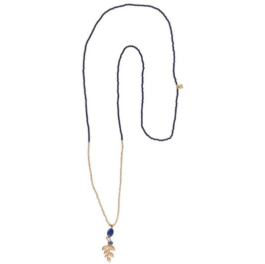 Blessing Lapis Lazuli Necklace in Gold Color