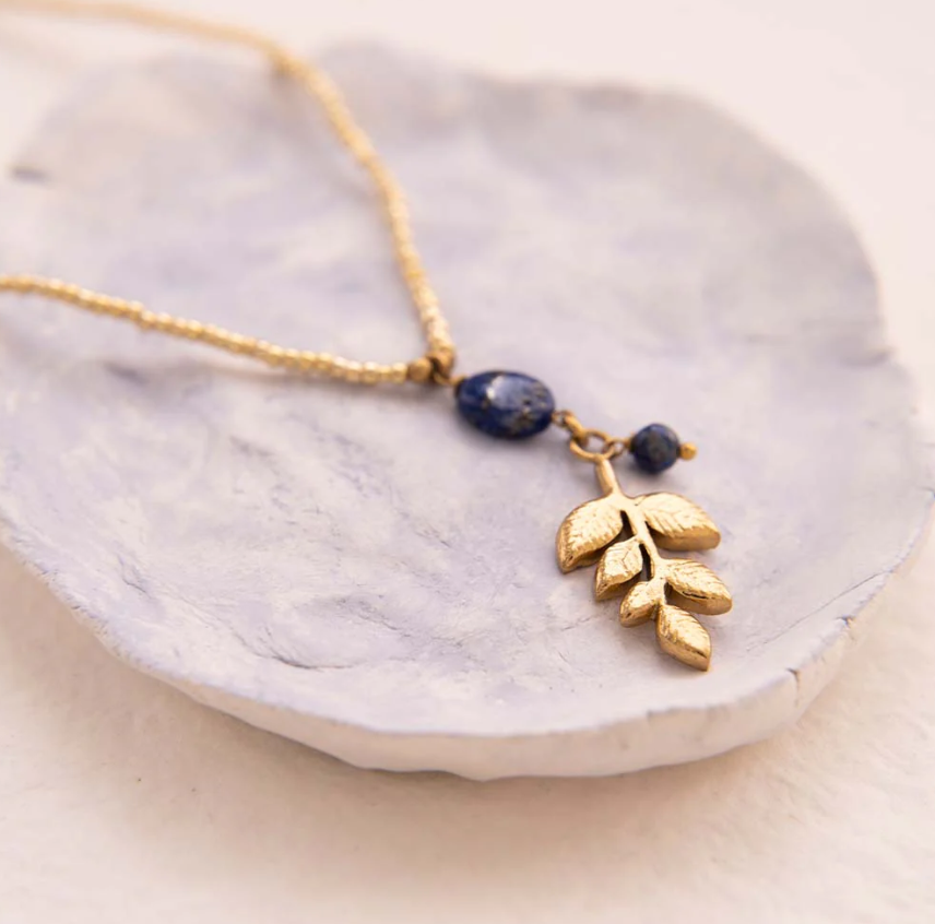 Blessing Lapis Lazuli Necklace in Gold Color