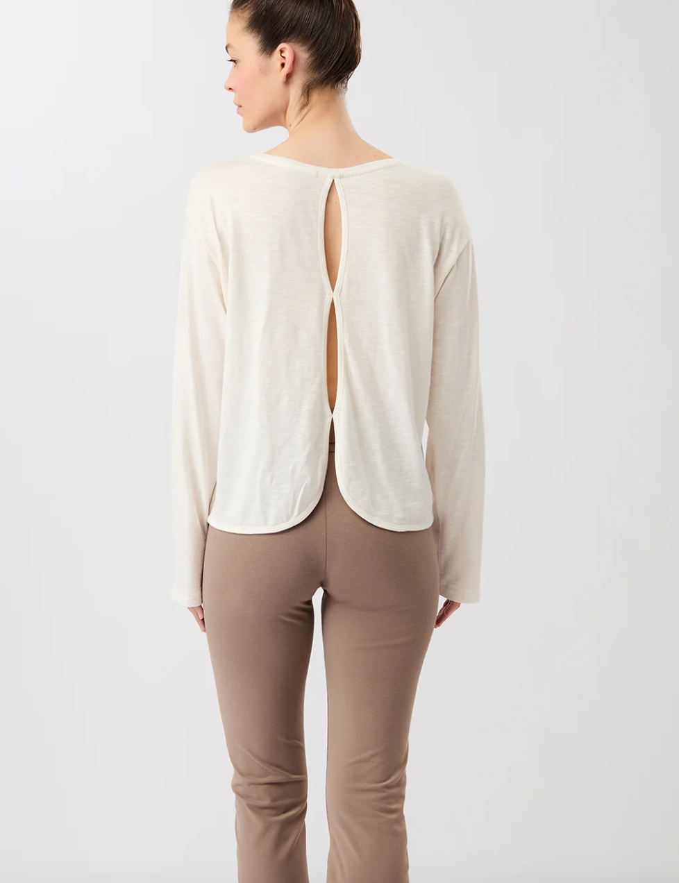Open Back Long Sleeve Shirt - White