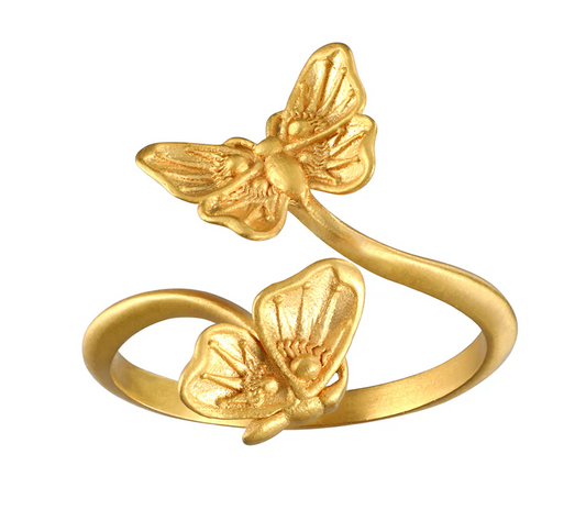 Rose quartz stone ring - gold plated