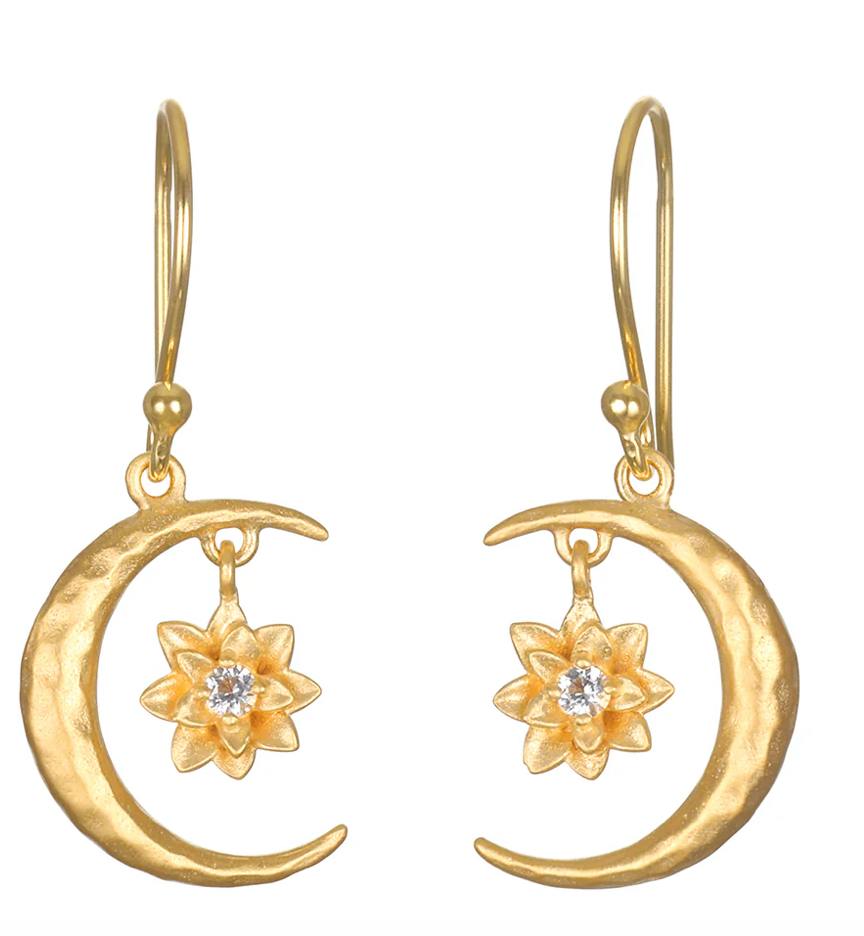Satya Gold Fancy Vedic Wide Point Earrings