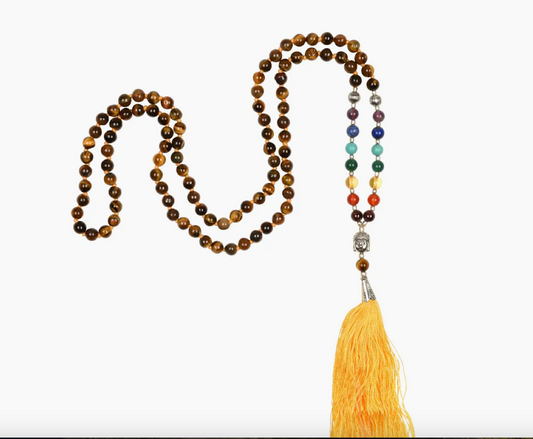 Mâlâ aus Labradoritstein und Quarz