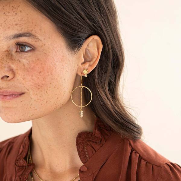 Boucles d'oreilles Talent en plaqué or avec pierre de citrine