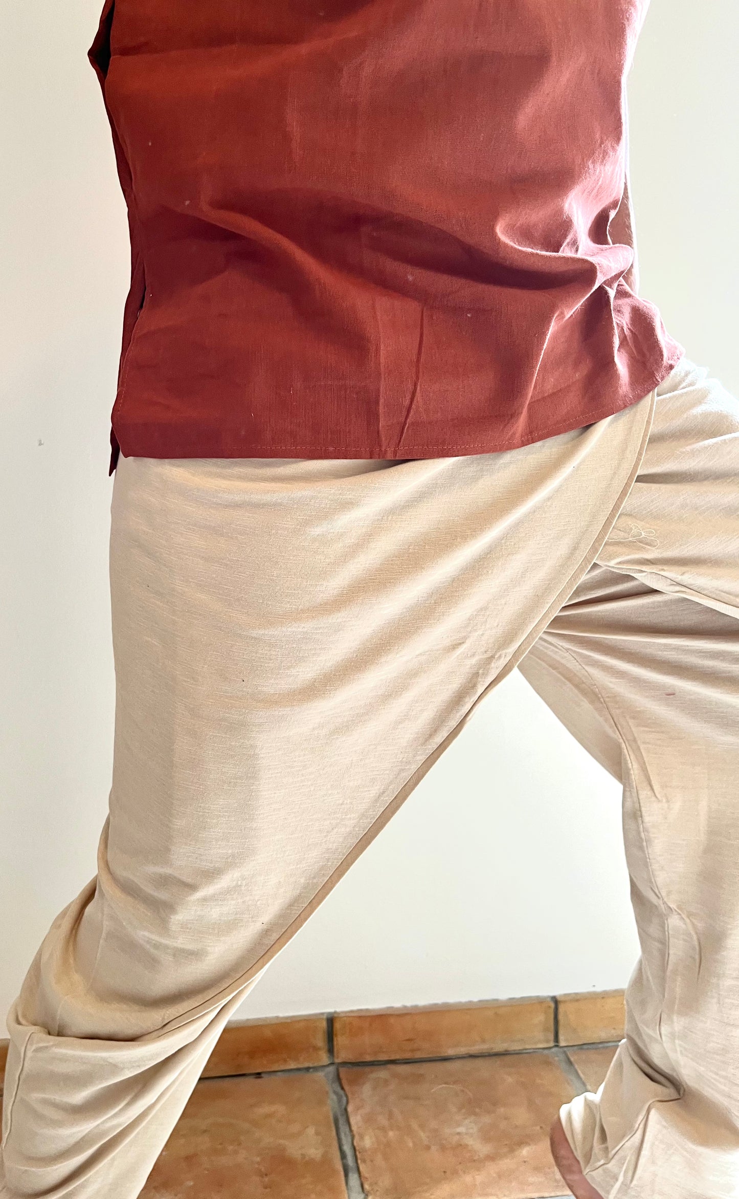 Jersey Crossover Trousers - beige