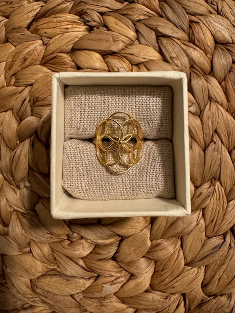Rose quartz stone ring - gold plated