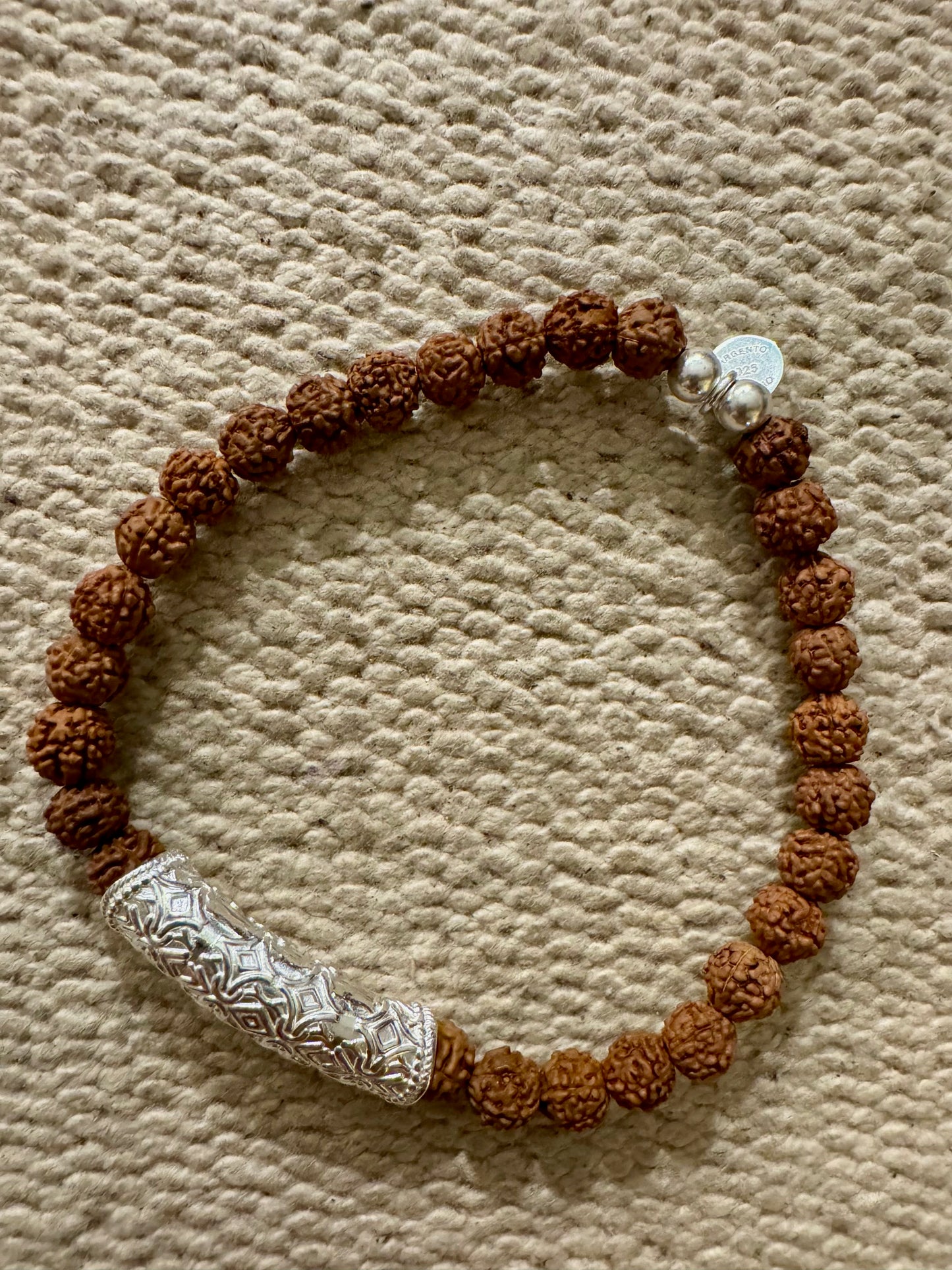 Bracelet Mâla Rudraksha ornement argent