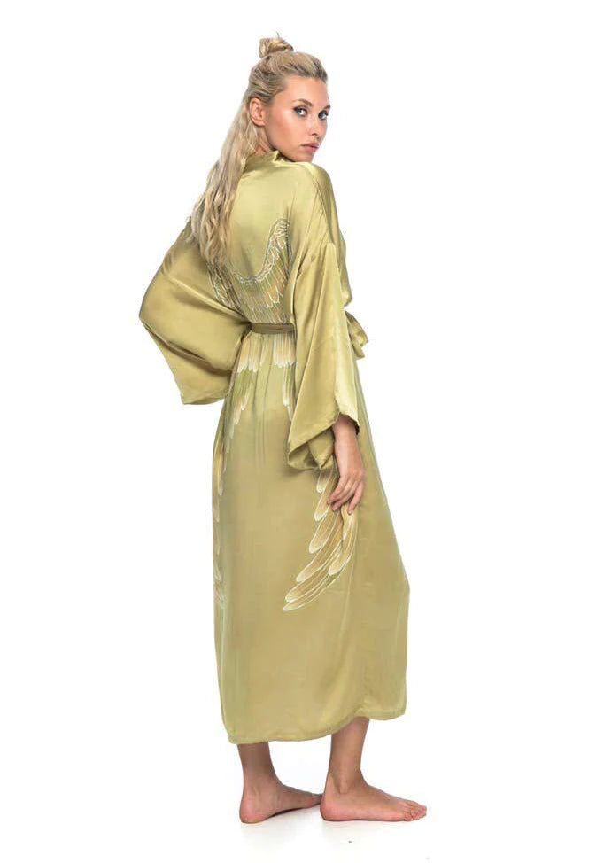 Kimono & Robe de chambre Luxe Archange Gabriel Olive Goddess wings 115cm