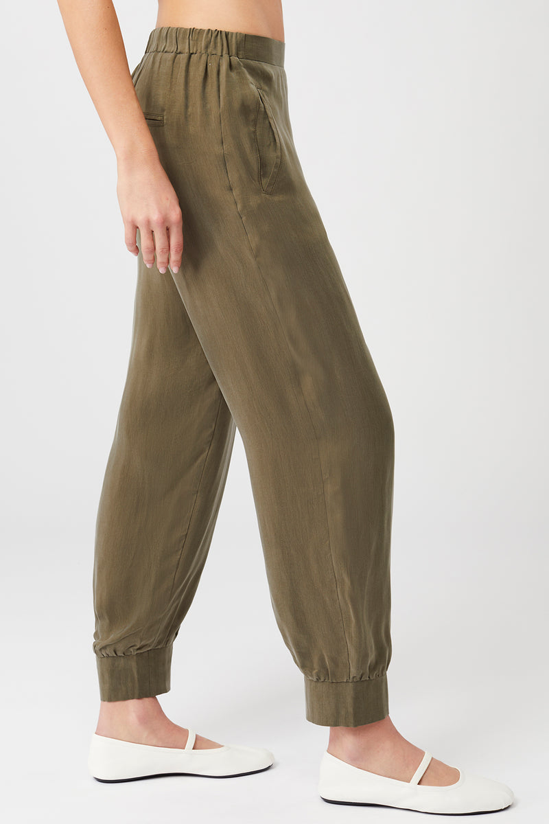 Pantalon Milan en soie végétalienne cupro - Jungle