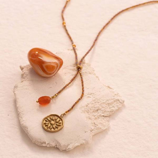 Golden Purpose necklace with carnelian stone