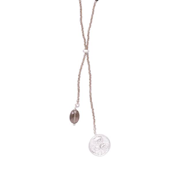 Collier Purpose argent avec quartz fumé