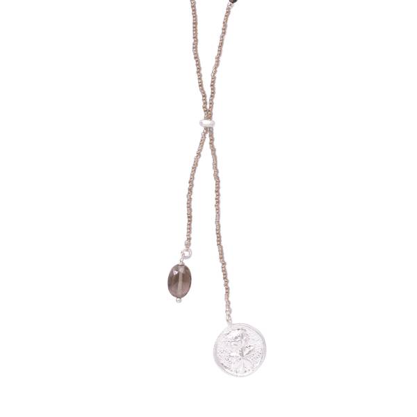 Collier Purpose argent avec quartz fumé