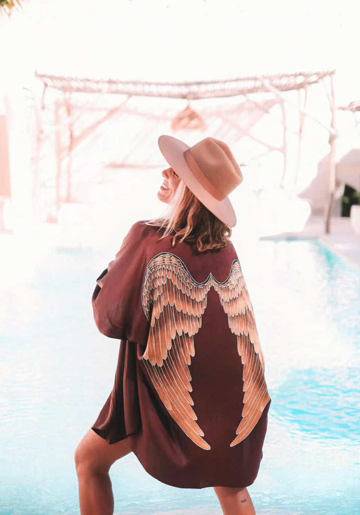 Kimono Luxe Archange Gabriel Burnt Chocolate Caramel wings 105cm