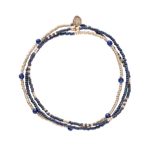 Bracelet Welcome doré avec pierre de lapis-lazuli