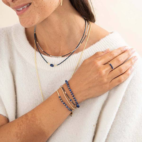 Bracelet Willing doré avec pierre de lapis-lazuli