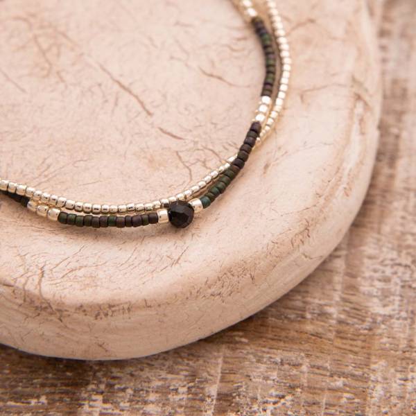 Bracelet Willing argent avec pierre d'onyx noir