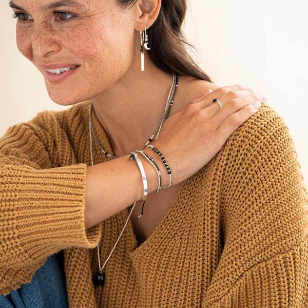 Bracelet Willing argent avec pierre d'onyx noir