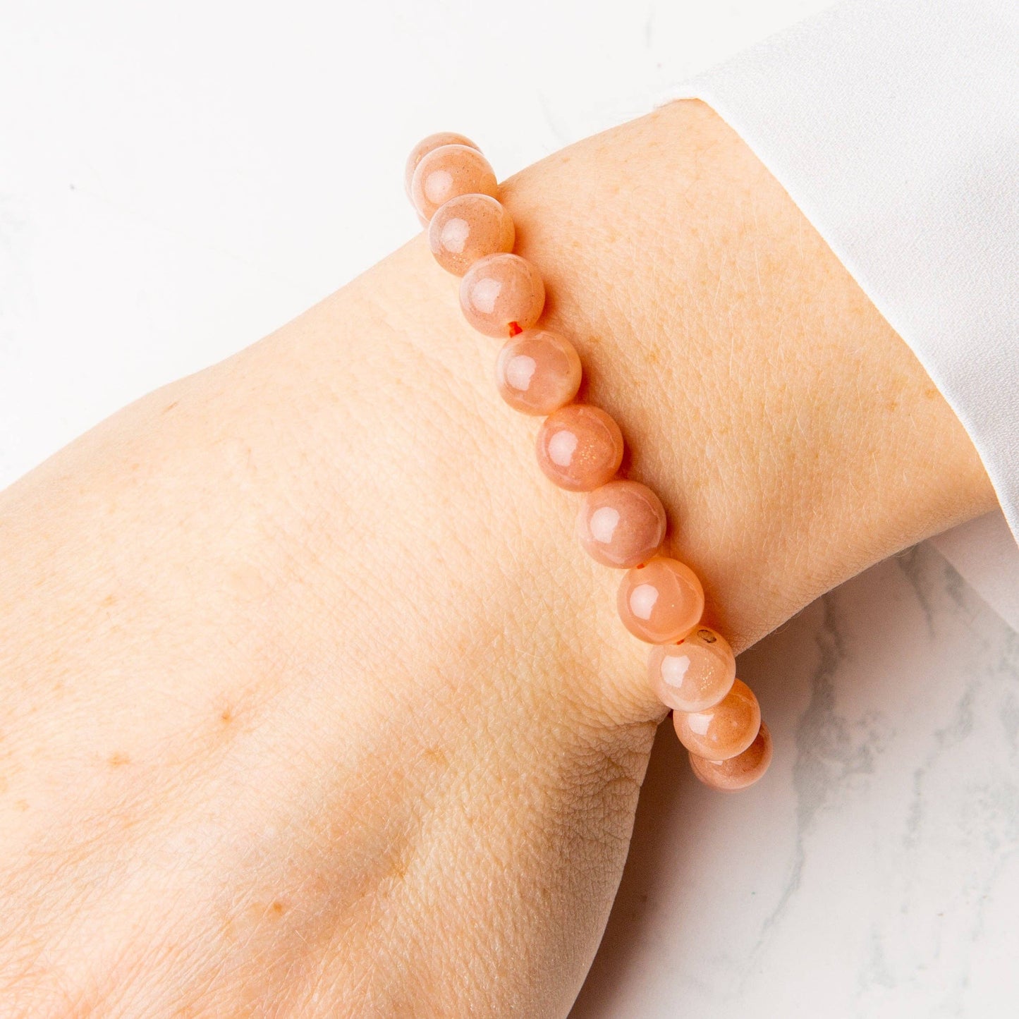 Bracelet en pierres précieuses Sunstone de 6 mm ou 8 mm