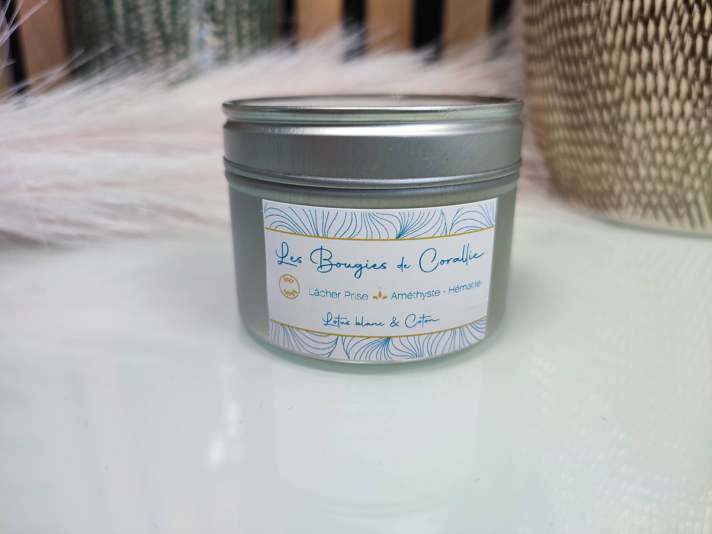 Bougie parfumée lâcher-prise avec pierres naturelles