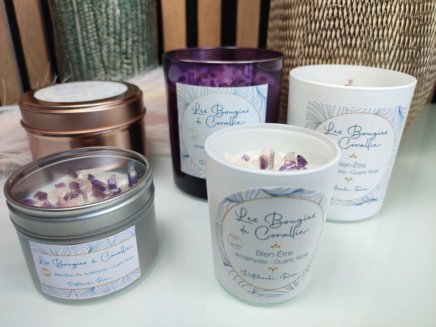 Bougie parfumée Bien-être avec pierres naturelles